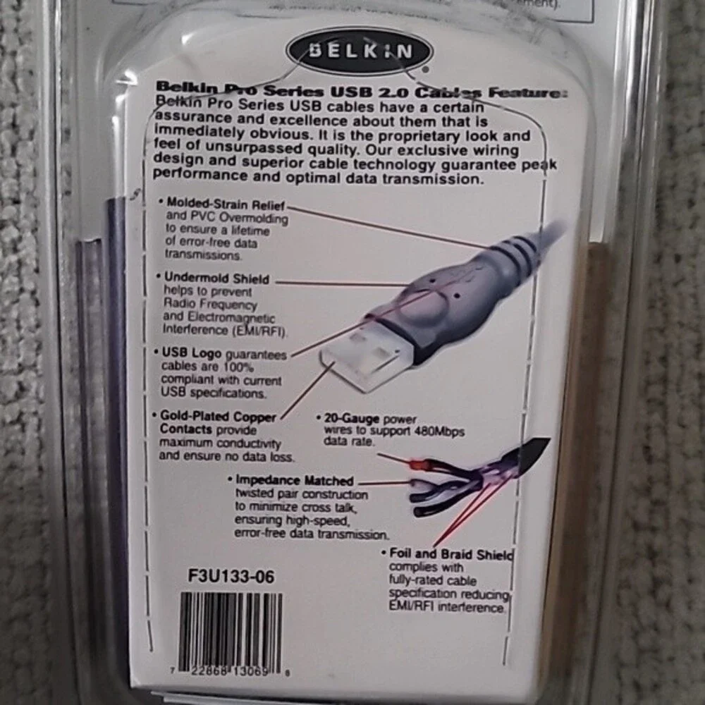 Belkin Hi Speed Cable USB2 40 times faster A plug/ B plug